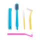 Orthodontic set for care of braces with a monobundle brush, pink